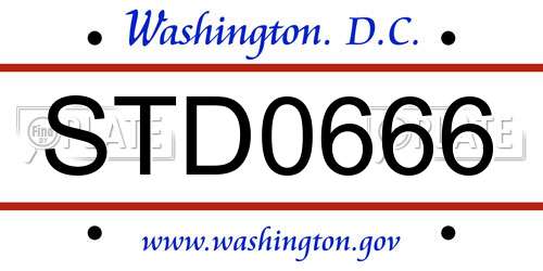 STD0666 District Of Columbia License Plate