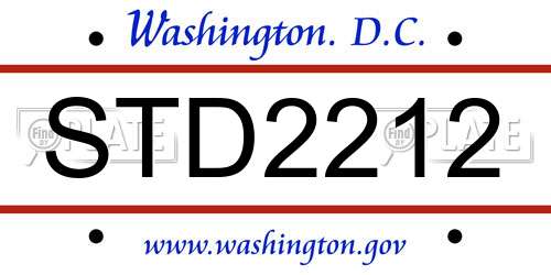 STD2212 District Of Columbia License Plate