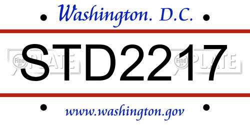 STD2217 District Of Columbia License Plate
