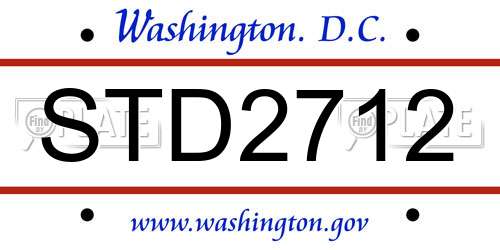 STD2712 District Of Columbia License Plate