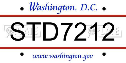 STD7212 District Of Columbia License Plate