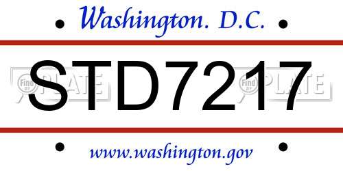 STD7217 District Of Columbia License Plate