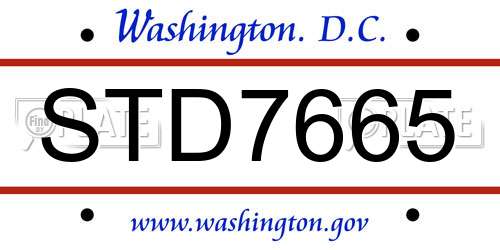 STD7665 District Of Columbia License Plate