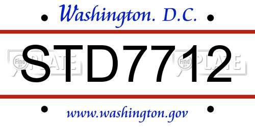 STD7712 District Of Columbia License Plate