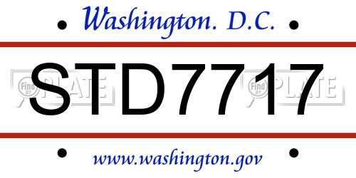 STD7717 District Of Columbia License Plate