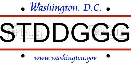 STDDGGG District Of Columbia License Plate