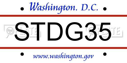 STDG35 District Of Columbia License Plate