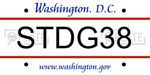 STDG38 District Of Columbia License Plate