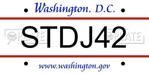 STDJ42 District Of Columbia License Plate