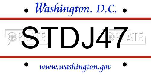 STDJ47 District Of Columbia License Plate