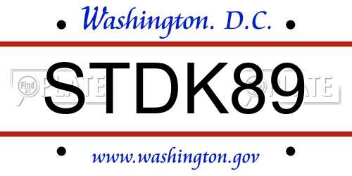 STDK89 District Of Columbia License Plate
