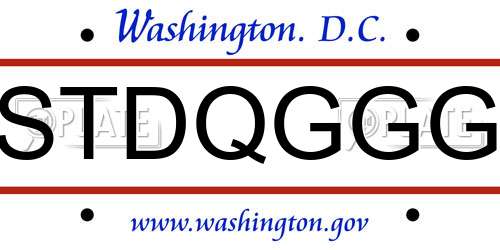 STDQGGG District Of Columbia License Plate