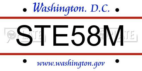 STE58M District Of Columbia License Plate