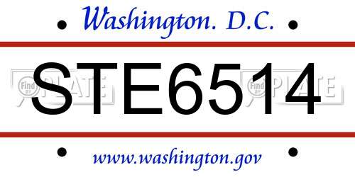 STE6514 District Of Columbia License Plate