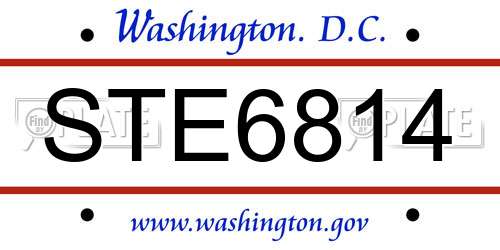 STE6814 District Of Columbia License Plate