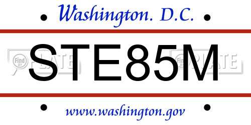 STE85M District Of Columbia License Plate