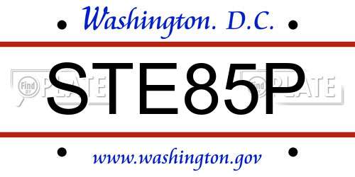 STE85P District Of Columbia License Plate