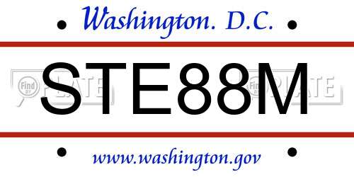 STE88M District Of Columbia License Plate
