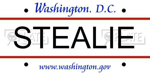 STEALIE District Of Columbia License Plate
