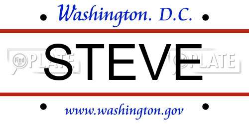 STEVE District Of Columbia License Plate