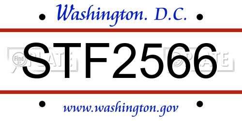 STF2566 District Of Columbia License Plate