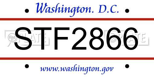 STF2866 District Of Columbia License Plate