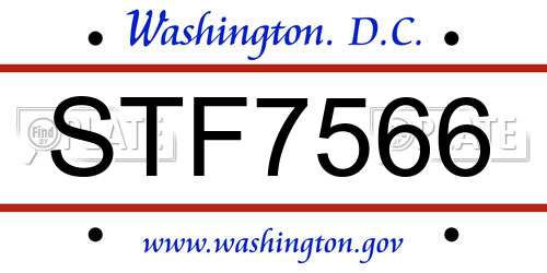 STF7566 District Of Columbia License Plate