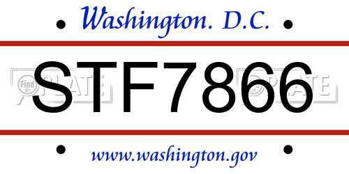 STF7866 District Of Columbia License Plate
