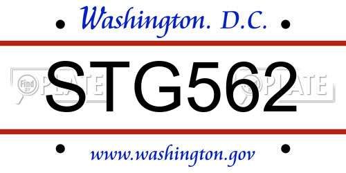 STG562 District Of Columbia License Plate