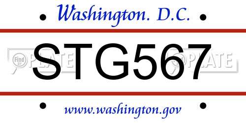STG567 District Of Columbia License Plate