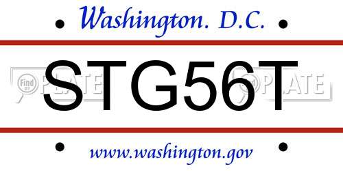 STG56T District Of Columbia License Plate