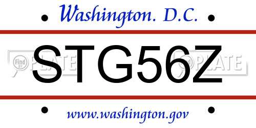 STG56Z District Of Columbia License Plate