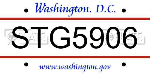 STG5906 District Of Columbia License Plate