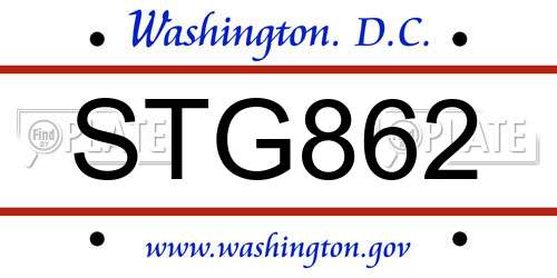 STG862 District Of Columbia License Plate