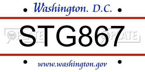 STG867 District Of Columbia License Plate