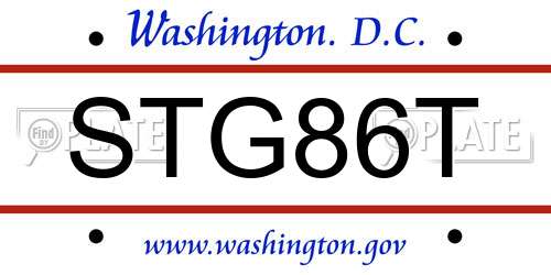 STG86T District Of Columbia License Plate