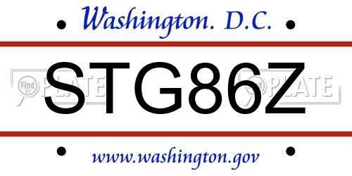 STG86Z District Of Columbia License Plate