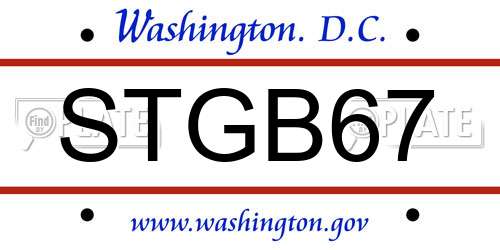 STGB67 District Of Columbia License Plate