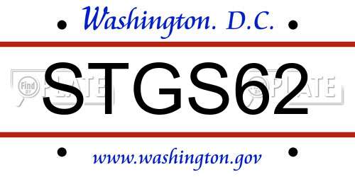 STGS62 District Of Columbia License Plate