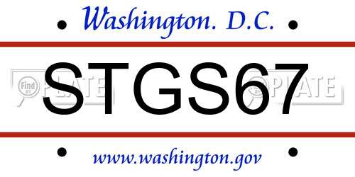 STGS67 District Of Columbia License Plate