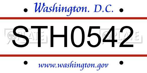 STH0542 District Of Columbia License Plate