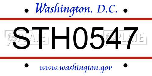 STH0547 District Of Columbia License Plate