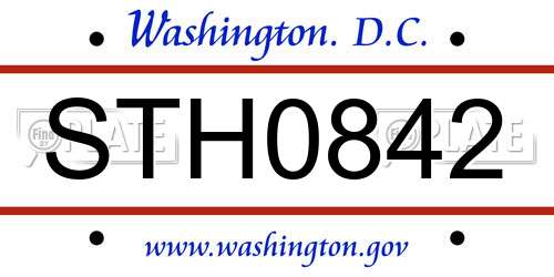 STH0842 District Of Columbia License Plate