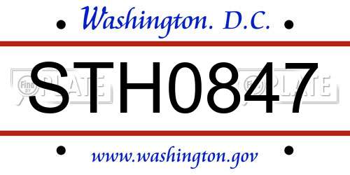 STH0847 District Of Columbia License Plate