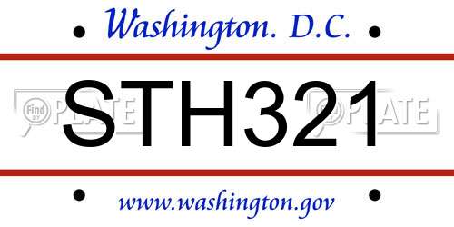 STH321 District Of Columbia License Plate