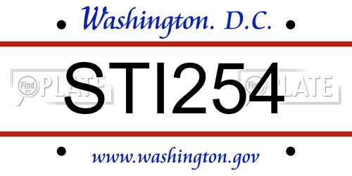 STI254 District Of Columbia License Plate