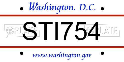 STI754 District Of Columbia License Plate