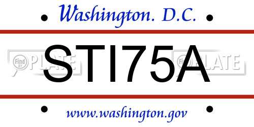 STI75A District Of Columbia License Plate