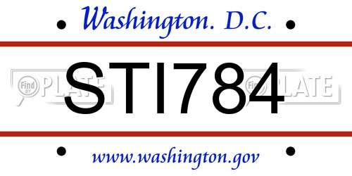 STI784 District Of Columbia License Plate