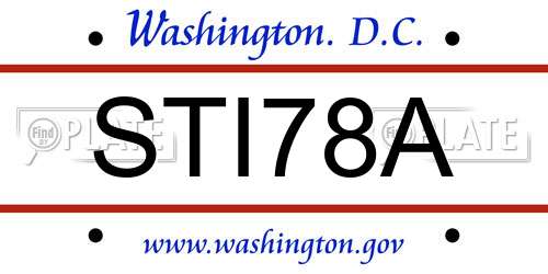 STI78A District Of Columbia License Plate